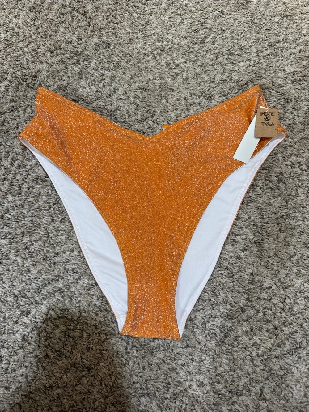 PINK Victoria's Secret Orange Shimmery High-Cut Bikini Bottom